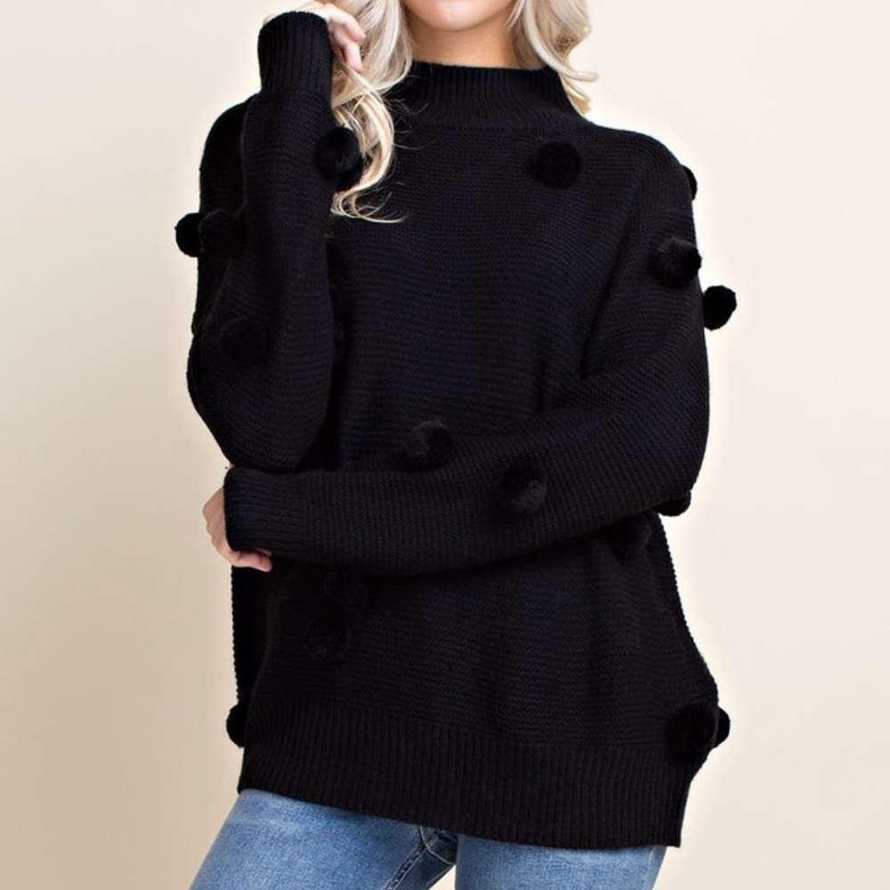 Black chunky pom sweater